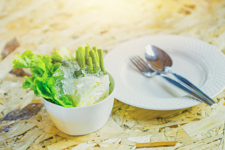 Eat vegetable with food meal concept.の写真素材