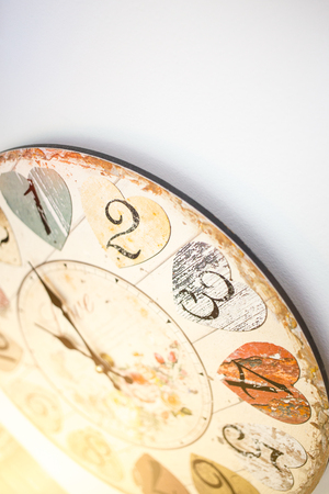 romantic love clock wooden with white copy space.の写真素材