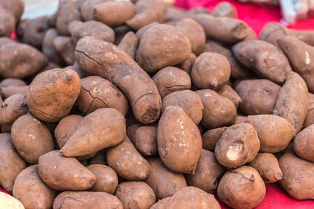 Sweet potatoes or Yam (vegetable) sale for food in Thailandの写真素材