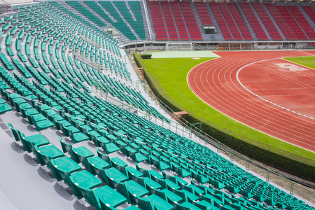 Bangkok, Thailand - August 22, 2015 : Thailand Bangkok National Sport Stadium seat with part of runnig track.のeditorial素材