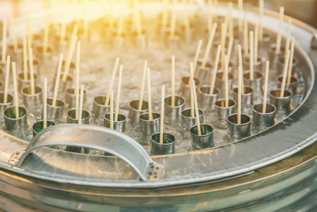 Thai style vintage retro ice cream cooling stick making in summer season.の写真素材