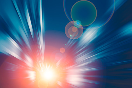 Blue Tech tone of blur motion moving fast speed goto the future concept, Acceleration drive with lightning for background.の写真素材