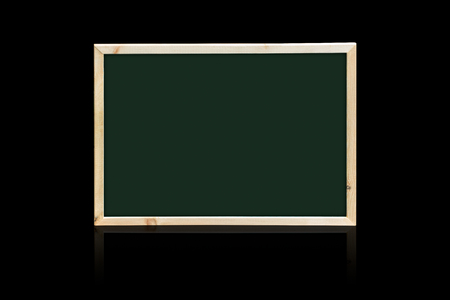 black board or chalkboard wood frame isolated on blackの写真素材