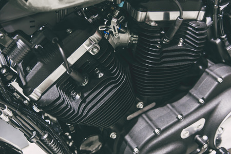 V-twin vintage high power chopper American style motorcycle engineの写真素材