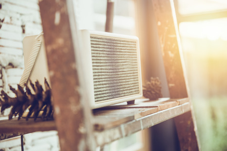 sound music speaker interior decoration at cafe vintage color toneの写真素材