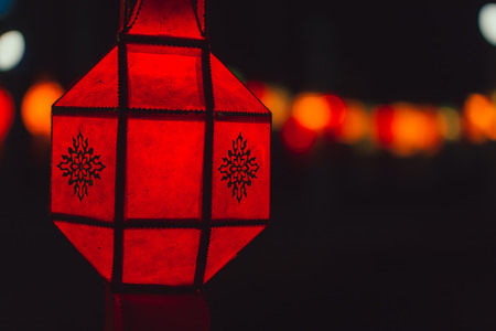 Colorful Paper Lamp Traditional Thai Style Call Yee Peng Lantern or Yi Pengの写真素材