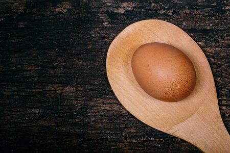 Egg for eating on wood decoration with space for textの写真素材