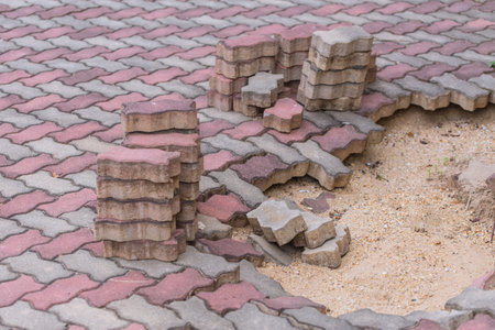 Broken footpath sand ground collapse potholes