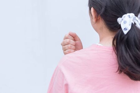 women pain massage at shoulderの写真素材