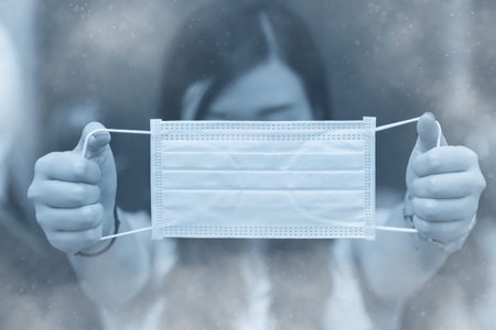Using medical mask prevent smoke dust or air pollution from breath or lung disease