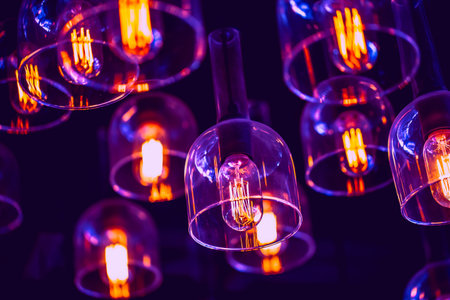 Ultra Violet Light Bulb Arts decoration with tone of mystic colorの写真素材