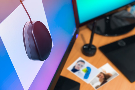 Calibrate Your Monitor concept: Computer screen colors calibration process for professional digital artist.の写真素材