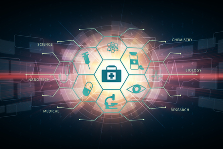 Medical science hospital and healthcare icon symbol graphics design for background wallpaperの写真素材