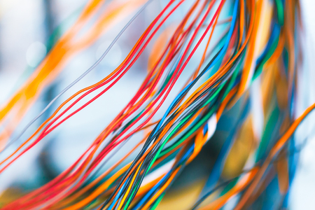 Colorful telephone cable communication technology lines closeupの写真素材
