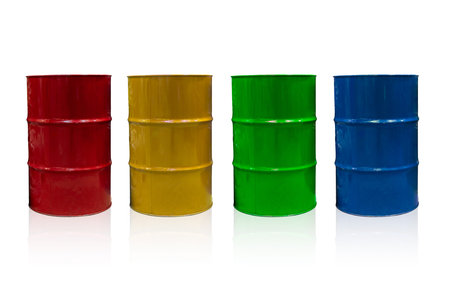 55 Gallon Steel Barrel tank for Industrial Liquid Chemical Container isolated on white