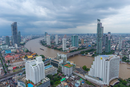 Bangkok city view of chao phraya river major river in Thailand and the centre of the country popular...