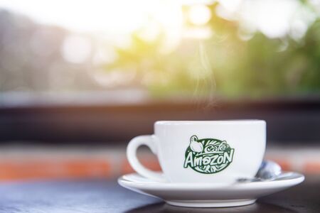 Cafe Amazon coffee shop founded by PTT most popular cafe in Thailand at gas station. Bangkok, Thailand December 2018.のeditorial素材