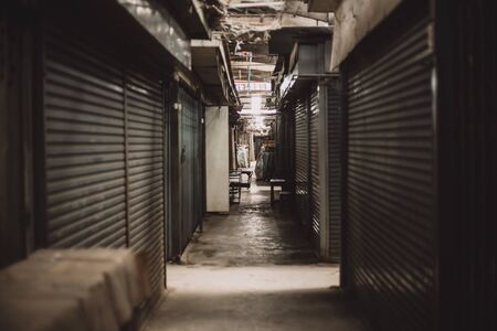 Old market abandoned all shop close without people from the economic downturnの写真素材