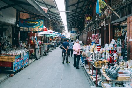 Sam Chuk Market old 100 years traditional market looking way of life of Thai people in the past that are still preserved today. Sam Chuk, Suphan Buri, 22 February 2017.Thailand.のeditorial素材