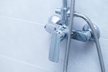 Shower Faucet clean new blue colour toneの写真素材