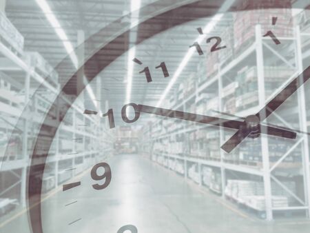 Stock inventory times clock fast shipping and logistic conceptの写真素材