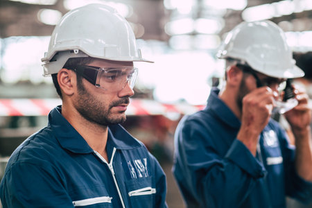 Head of engineer, worker leader portrait self confidence and professional look wearing safty glasses...