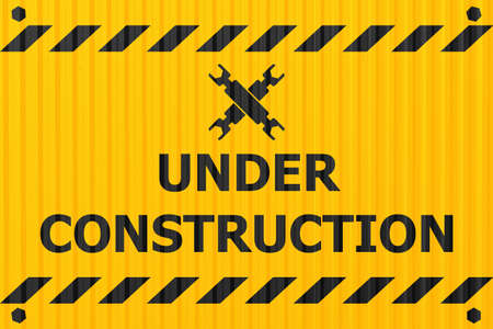 Underconstruction Banner Logo Label For Construction Site Or Website Down Notify Warning Industry Steel Plate Style Design の素材 Fy ストックフォトのamanaimages Plus