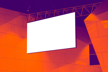 empty billboard screen panel on modern building colored for advertising graphic design display...
