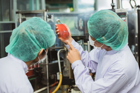 Quality control and food safety staff team inspection products contaminate standard in the food and...