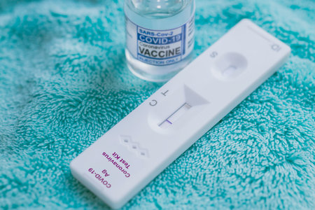 Covid-19 Self Rapid Antigen Test Kit with Covid Vaccine dose bottle for Coronavirus detect and...