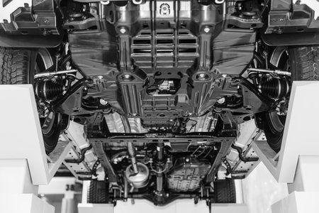 Under car chassis truck showing suspension driving gear and break system