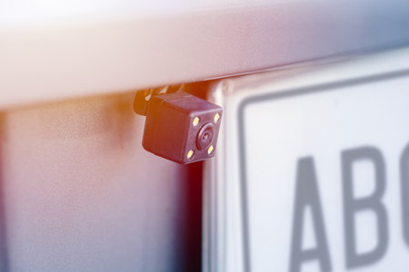 car rear camera back view for record driving accident or trafficの写真素材