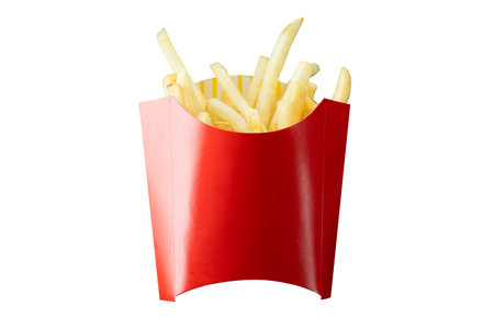 French fries. Potatoes sticks deep fry American popular food menu isolated on white background