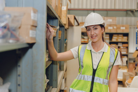 women staff worker portrait in warehouse store stock inventory