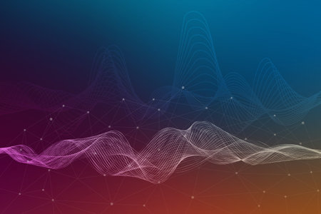 deep blue mix colors gradient with wave form movement effect illustration abstract for background