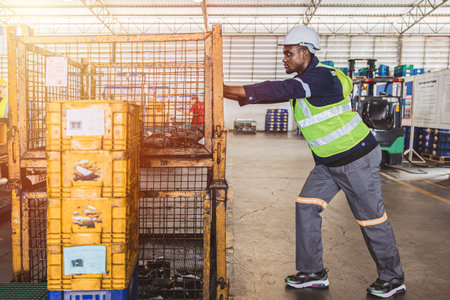 Black african worker work labor team staff in factory warehouse products inventory team
