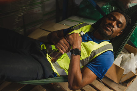 Lazy alcoholic worker male sleep during work hoursの写真素材