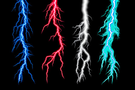 lightning thunder high voltage sparking flash mix colors effect illustration graphic for design...