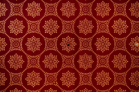 Thai style painting art in temple ceiling interior hand drawing pattern most exquisite beauty meticulous craftsmanship stunningly beautiful.の写真素材