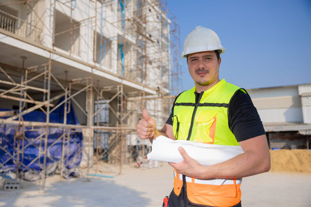 Professional construction worker engineer male. Real estate house project builder. Smart architect...