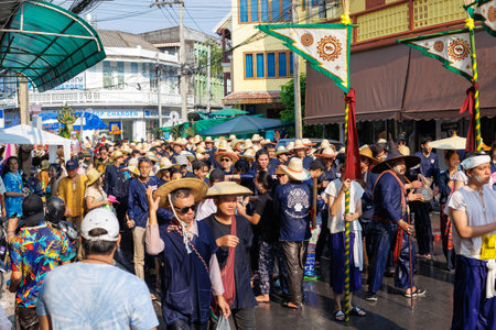 LAMPANG, THAILAND - 12 APRIL 2024: Salung Luang Parade Procession Lanna style Songkran Festival Thai...