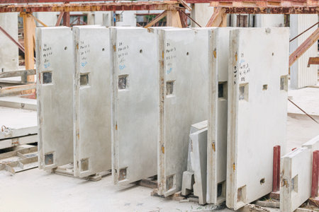 Precast concrete casting manufacturing plant, Cement products large construction site yard business...