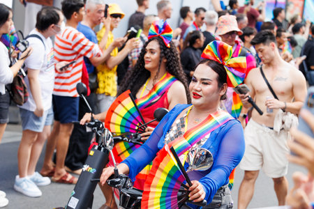 Bangkok Pride Festival 2024 Parade of LGBTQIAN people at Siam Center MBK in concept Celebration Of Love Pride Month, 1 June 2024, Bangkok, Thailand.のeditorial素材