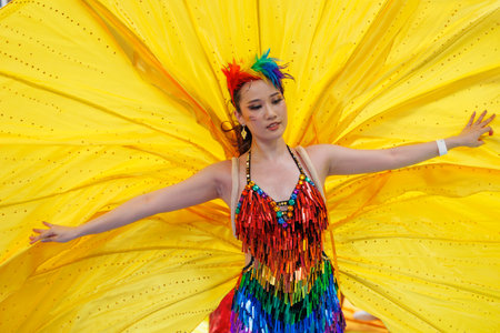 Bangkok Pride Festival 2024 Parade of LGBTQIAN people at Siam Center MBK in concept Celebration Of Love Pride Month, 1 June 2024, Bangkok, Thailand.のeditorial素材