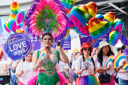 Bangkok Pride Festival 2024 Parade of LGBTQIAN people at Siam Center MBK in concept Celebration Of...