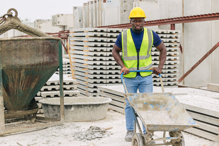 African black people labor worker in construction industry working in construction site.の写真素材
