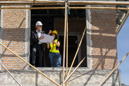 Senior land business development, Professional Construction architect lead designer talking with...
