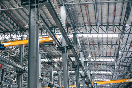 Corrugated Steel Roof Metal of Large Industry Building Ceiling Construction , Interior Factory...