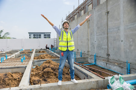 Radio Taiso, Japanese engineer worker doing calisthenics stretching dance before start working in...
