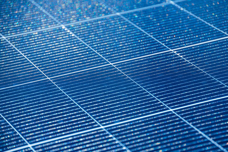 Solar cell or Solar Panel Modern technology for energy revolution, Alternative power source to saving environment, Photovoltaic module blue color tone.の写真素材